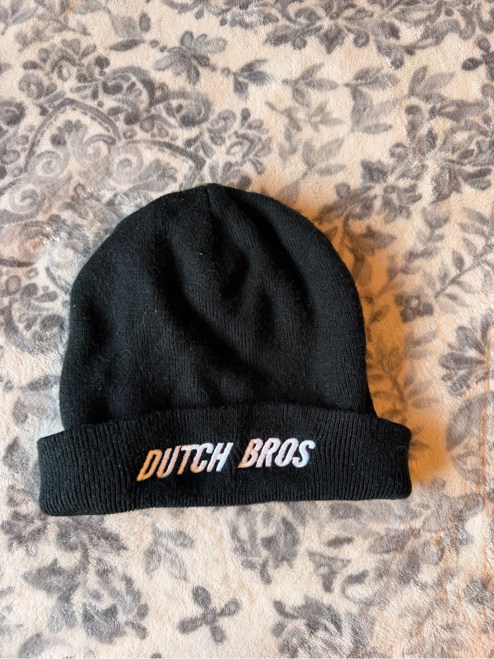 Dutch Bros Black Beanie with White Embroidered Logo